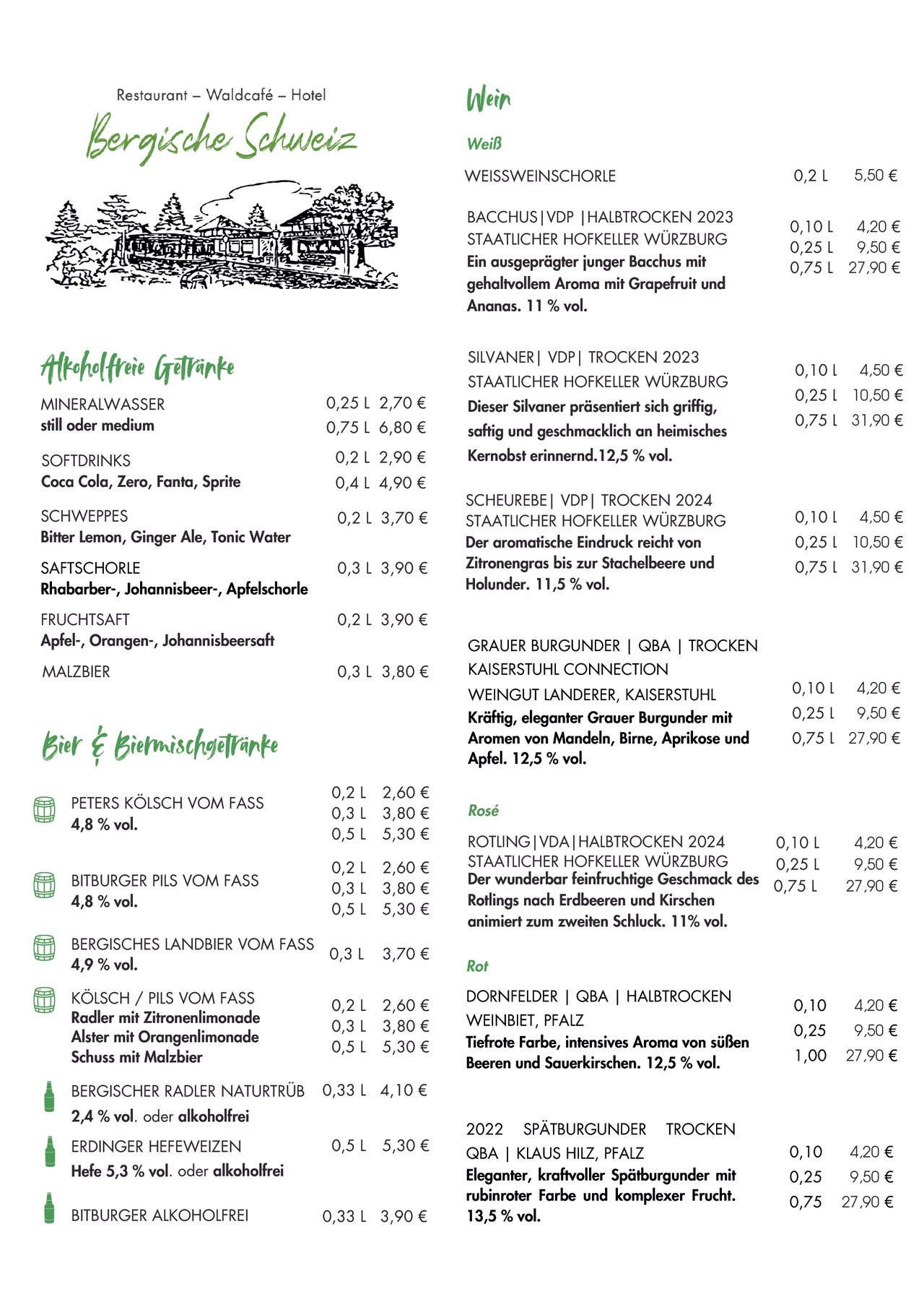 Speisekarte Seite 2